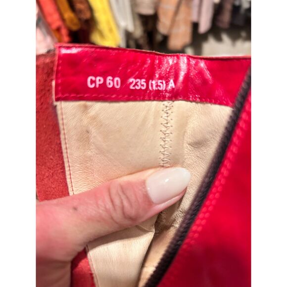 Vintage 90's Y2K Red Leather Pointed Toe Kitten Heel Ankle Boots by BELLE - Picture 10 of 11